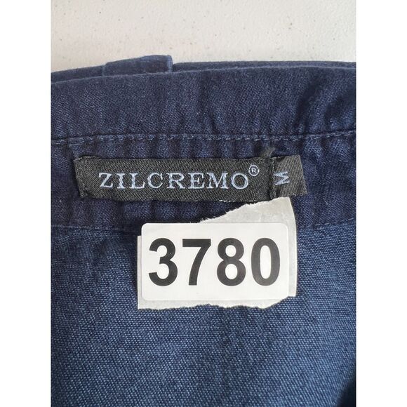 Zilcremo Women's Long Sleeve Denim Shirt Dress Dark Wash Frayed Hem Size M - Picture 11 of 11